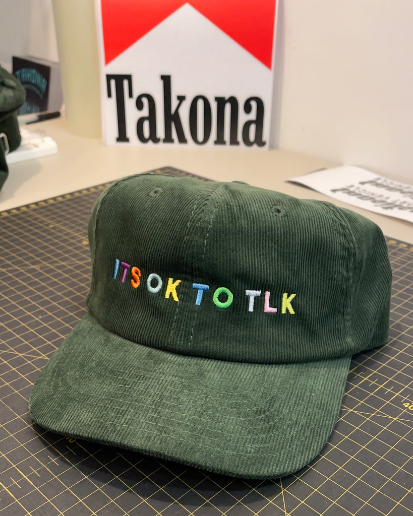 ITS OK TO TLK Rainbow Embroidered Corduroy Baseball Cap