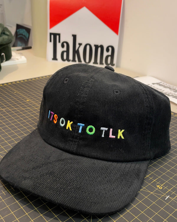 ITS OK TO TLK Rainbow Embroidered Corduroy Baseball Cap