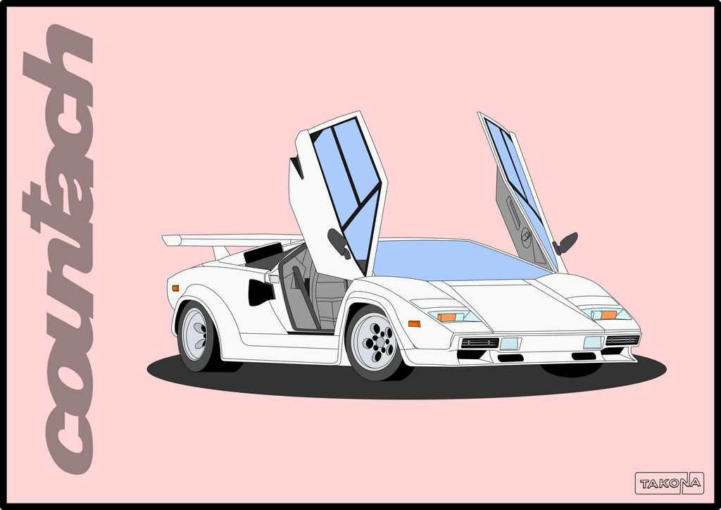 White Lamborghini Countach Poster Lamborghini Countach Poster